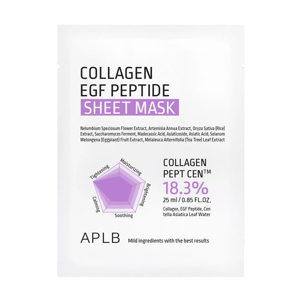 Atjaunojoša sejas maska ar kolagēnu un peptīdiem APLB Collagen EGF Peptide Sheet Mask