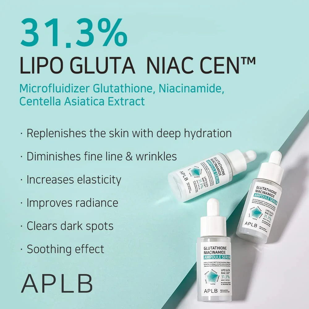 Izgaismojošs serums sejai APLB Glutathione Niacinamide Ampoule Serum