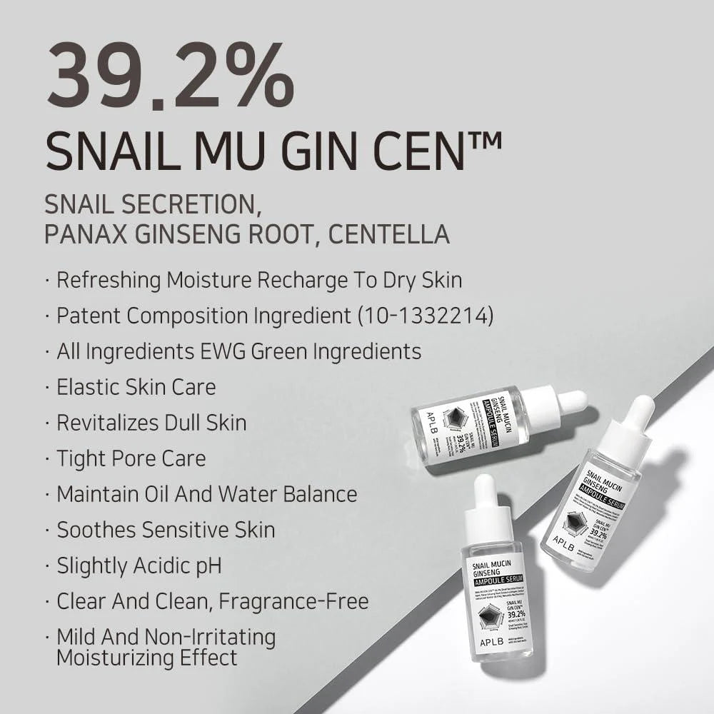 Sejas serums ar gliemežu mucīnu APLB Snail Mucin Ginseng Ampoule Serum