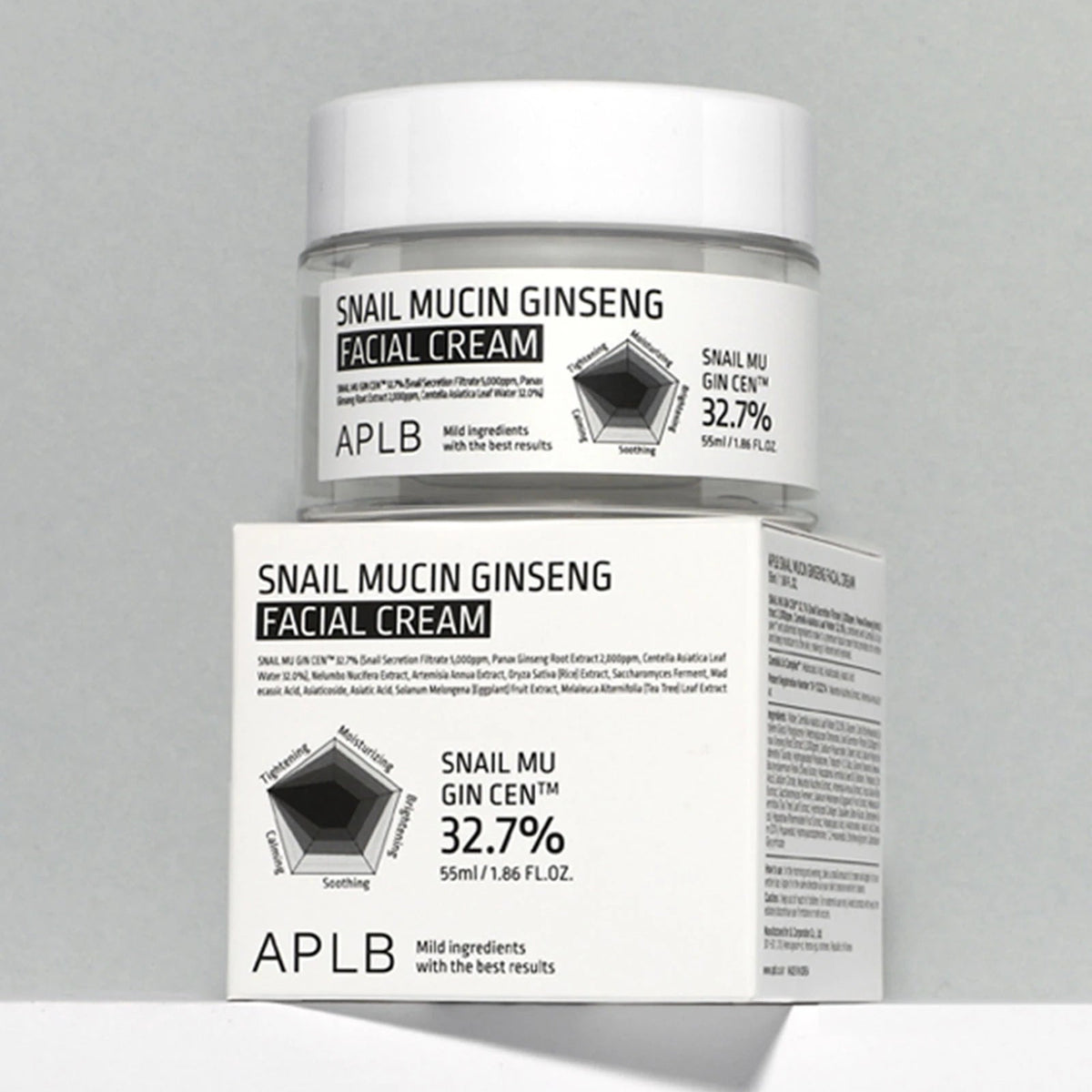 Sejas krēms ar gliemežu mucīnu APLB Snail Mucin Ginseng Facial Cream