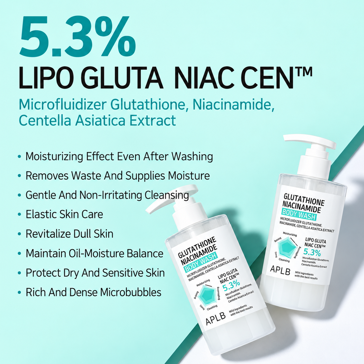 Dušas želeja ar glutationu APLB Glutathione Niacinamide Body Wash