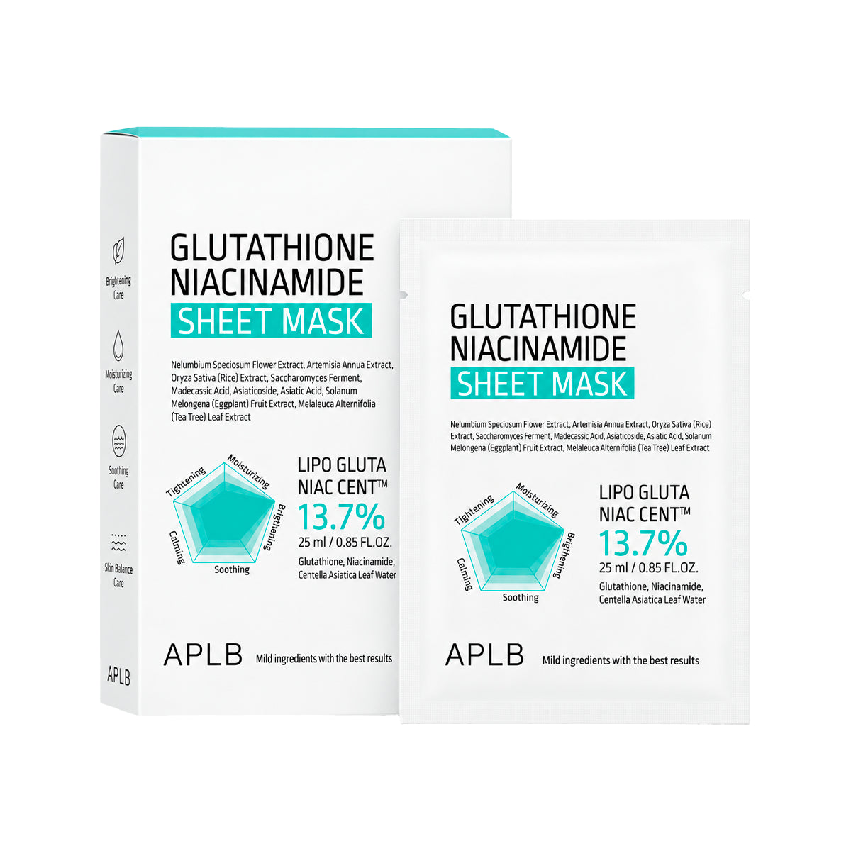 Auduma sejas maska ar glutathionu APLB Glutathione Niacinamide Sheet Mask
