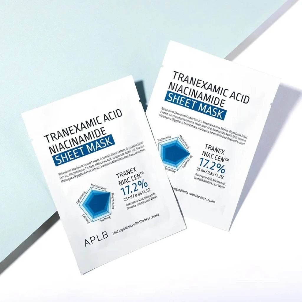 Balinoša sejas maska ar niacinamīdu un centellu APLB Tranexamic Acid Niacinamide Sheet Mask