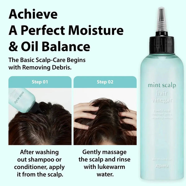 Taukainas galvas ādas kopšanai A'pieu Mint Scalp Hair Vinegar