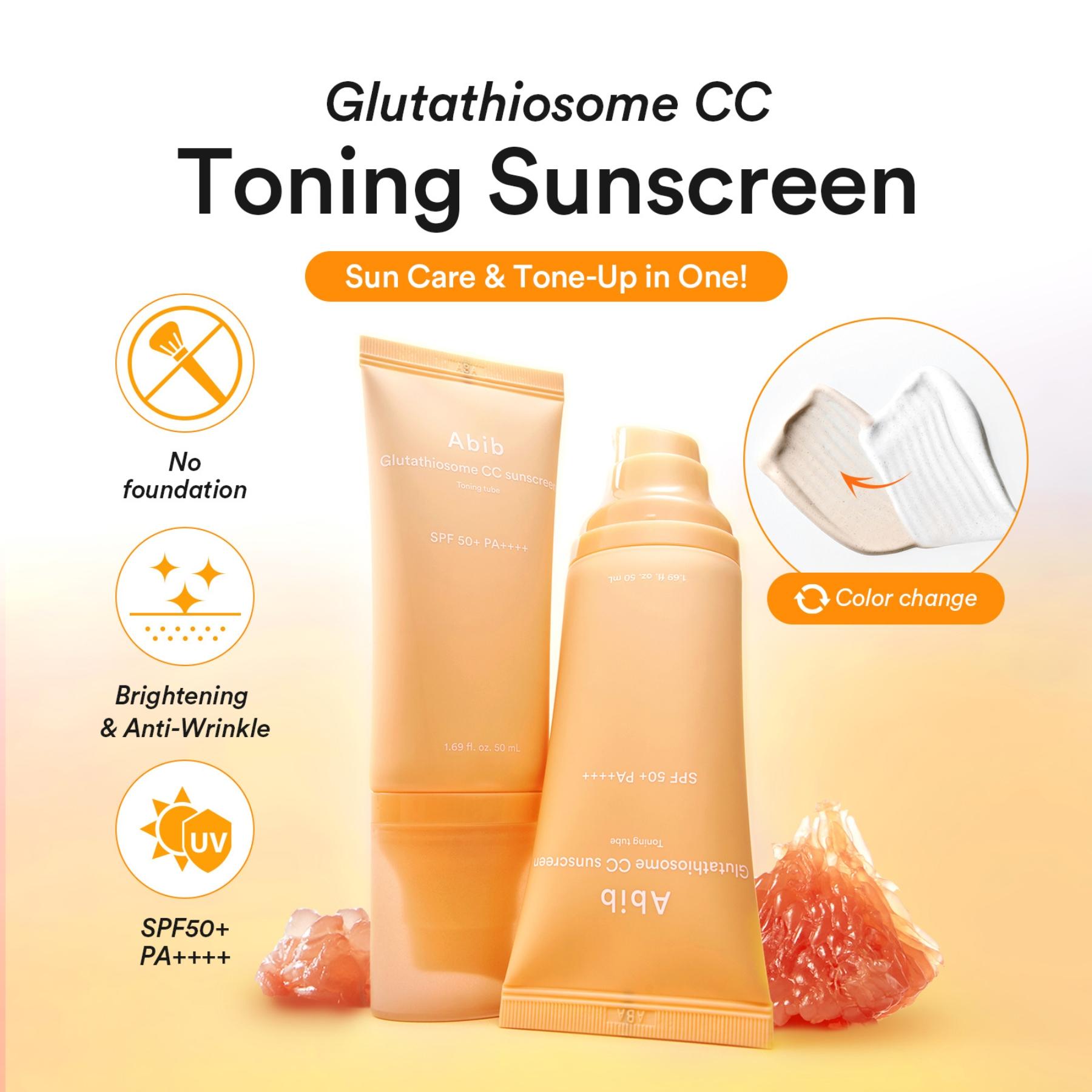 Tonējošs saules aizsargkrēms Abib Glutathiosome CC Sunscreen Toning Tube SPF50+ PA++++