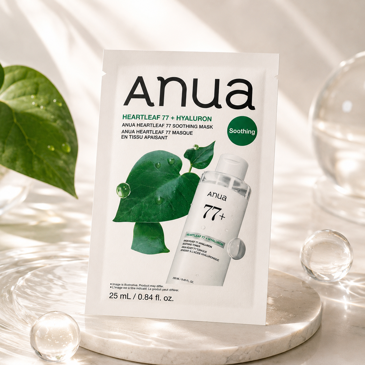 Nomierinoša sejas maska Anua Heartleaf 77+ Soothing Sheet Mask