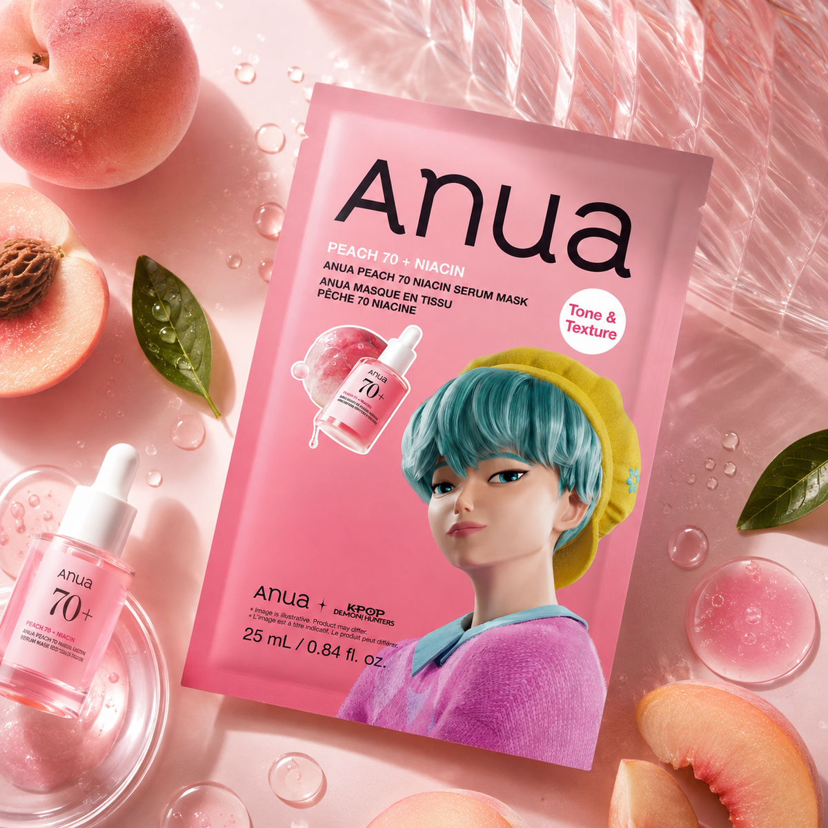 Sejas maska Anua K-Pop Demon Hunters Peach 70 Niacin Serum Mask