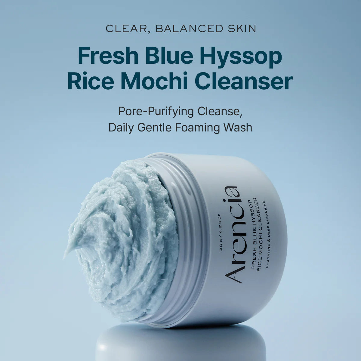 Очищающее средство с глиной и экстрактом иссопа Arencia Fresh Blue Hyssop Rice Mochi Cleanser