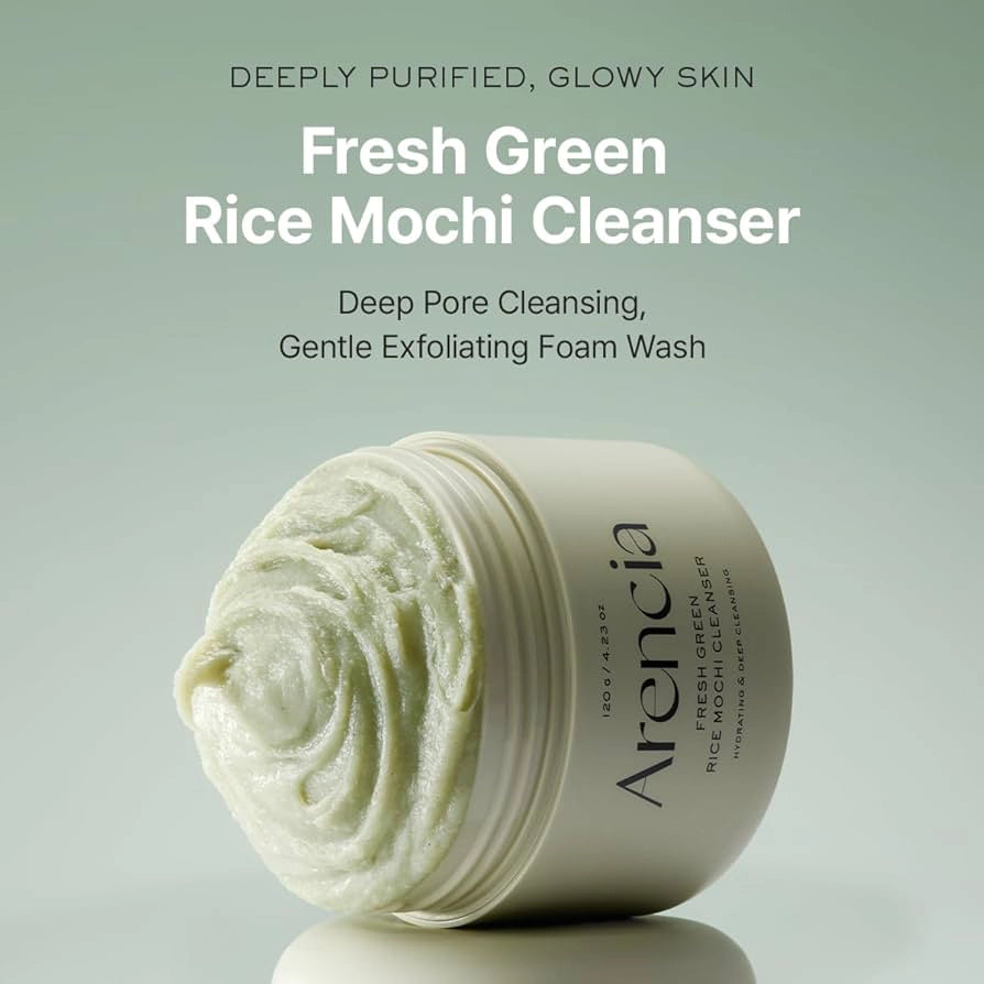 Очищающее средство с зелёным чаем и центеллой Arencia Fresh Green Rice Mochi Cleanser