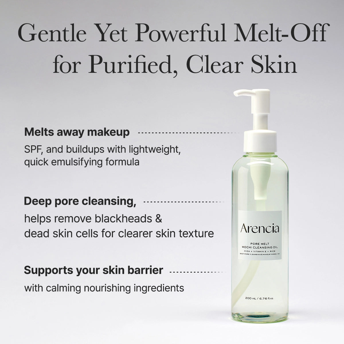 Hidrofilā eļļa poru dziļai attīrīšanai Arencia Pore Melt Mochi Cleansing Oil
