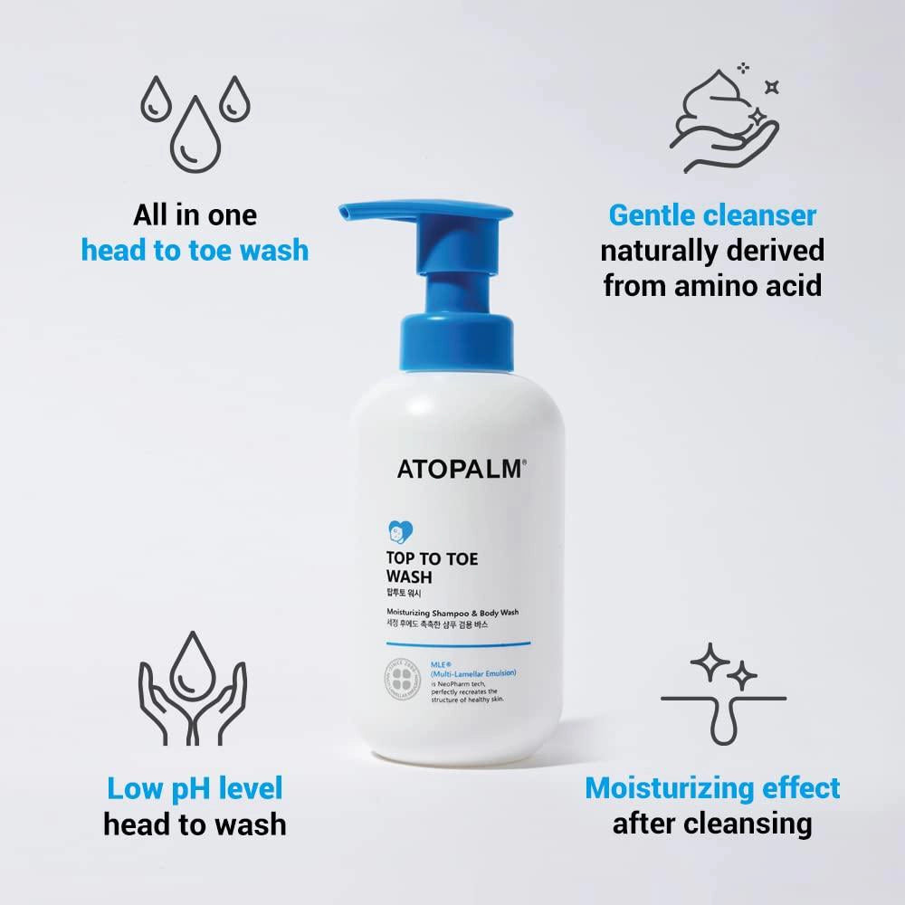 Мягкий шампунь-гель для тела и волос младенцев Atopalm Top-To-Toe Wash