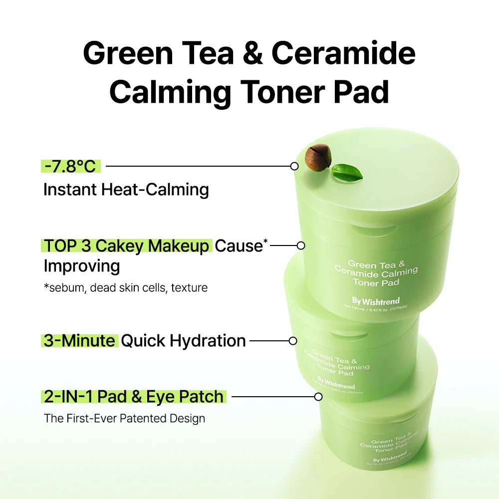 Успокаивающие пэды By Wishtrend Green Tea & Ceramide Calming Toner Pad