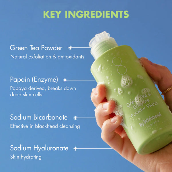 Enzīmu pulveris ar zaļo tēju maigai ādas attīrīšanai By Wishtrend Green Tea & Enzyme Powder Wash
