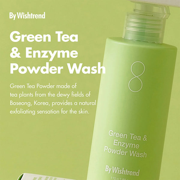 Enzīmu pulveris ar zaļo tēju maigai ādas attīrīšanai By Wishtrend Green Tea & Enzyme Powder Wash