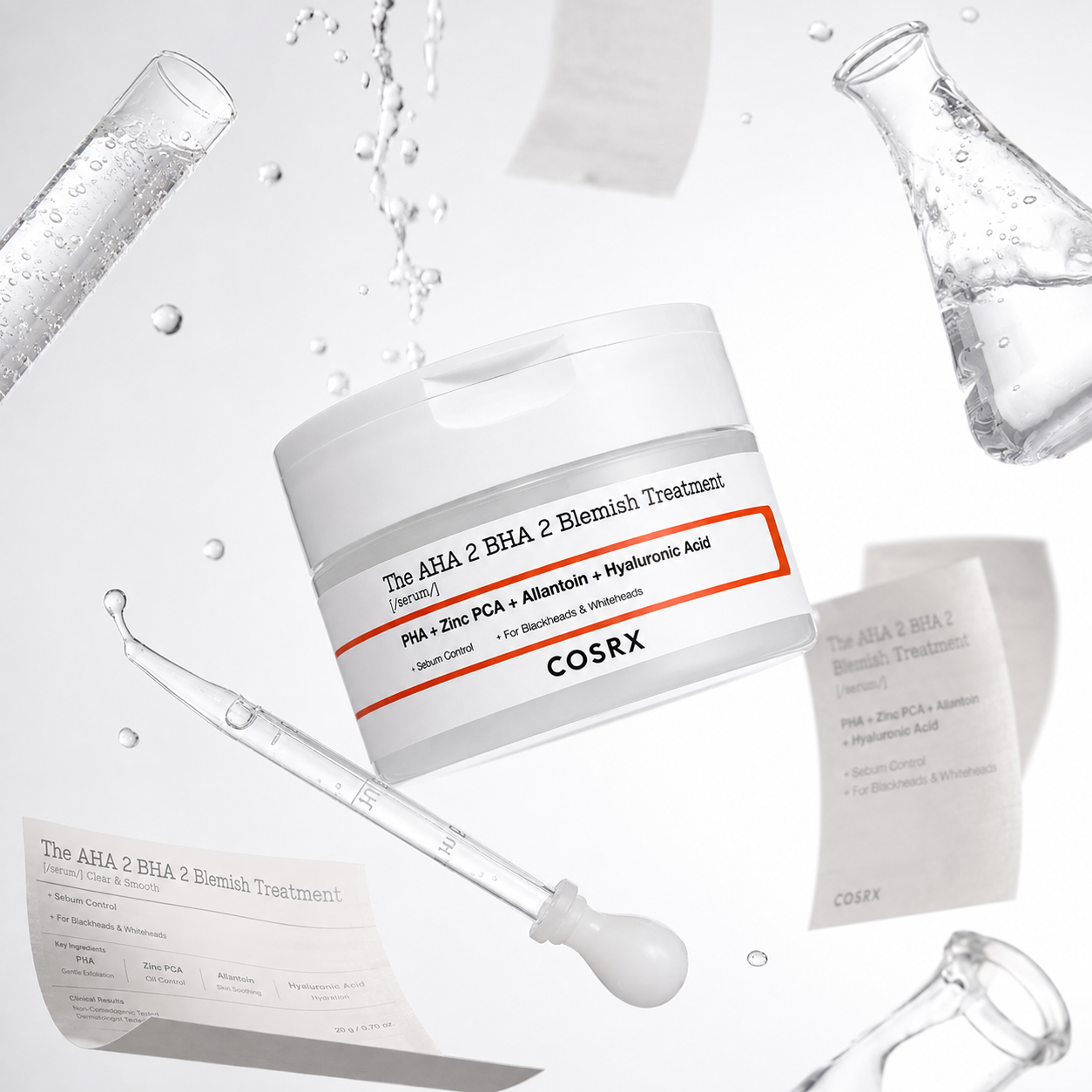 Punktveida pretiekaisuma serums Cosrx The AHA 2 BHA 2 Blemish Treatment Serum