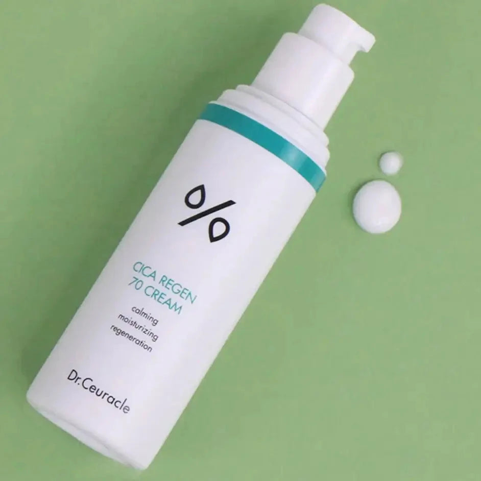 Nomierinošs krēms jutīgai ādai ar 70% Āzijas centellu Dr.Ceuracle Cica Regen 70 Cream