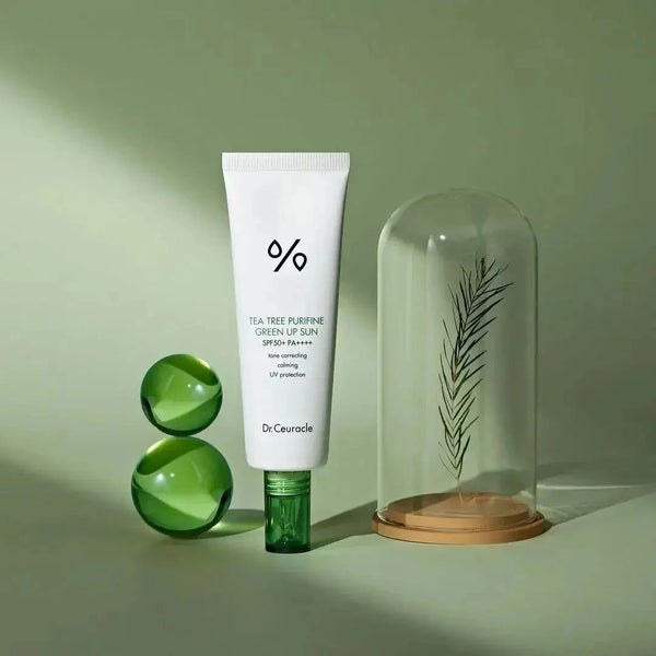 Saules aizsargkrēms problemātiskai ādai Dr.Ceuracle Tea Tree Purifine Green Up Sun SPF 50+ PA++++