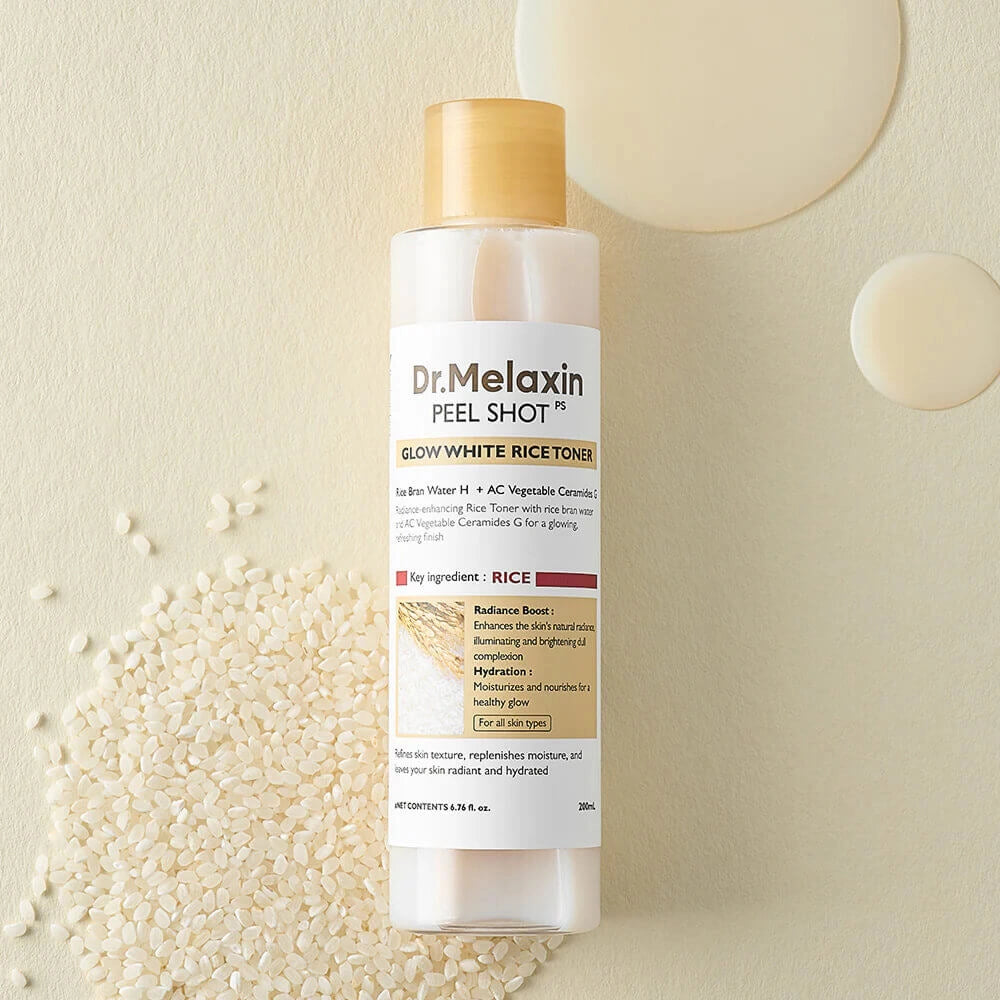 Mirdzumu piešķirošs rīsu pīlinga toniks Dr.Melaxin Peel Shot Glow White Rice Toner