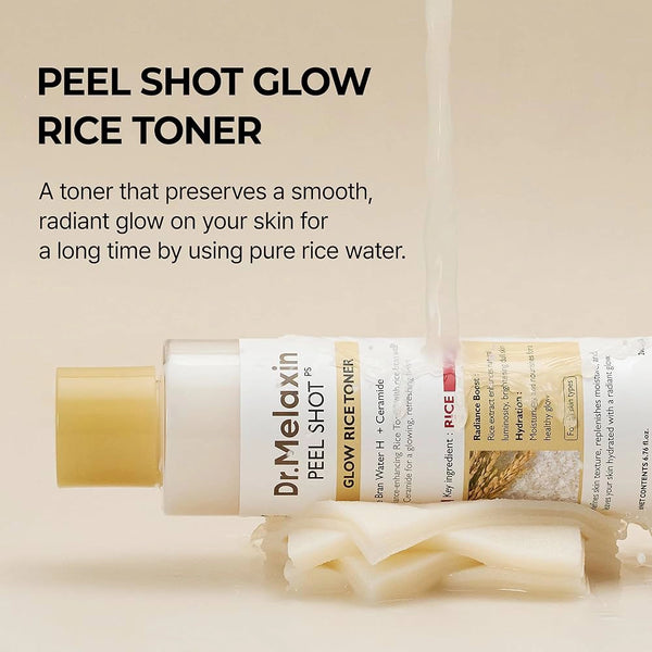 Mirdzumu piešķirošs rīsu pīlinga toniks Dr.Melaxin Peel Shot Glow White Rice Toner