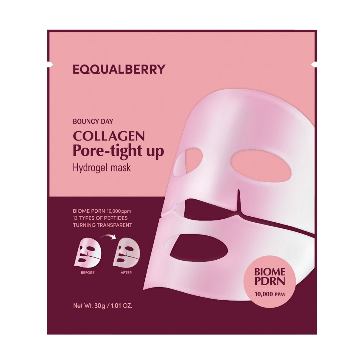 Коллагеновая гидрогелевая маска для упругости кожи EQQUALBERRY Collagen Pore Tight Up Hydrogel Mask
