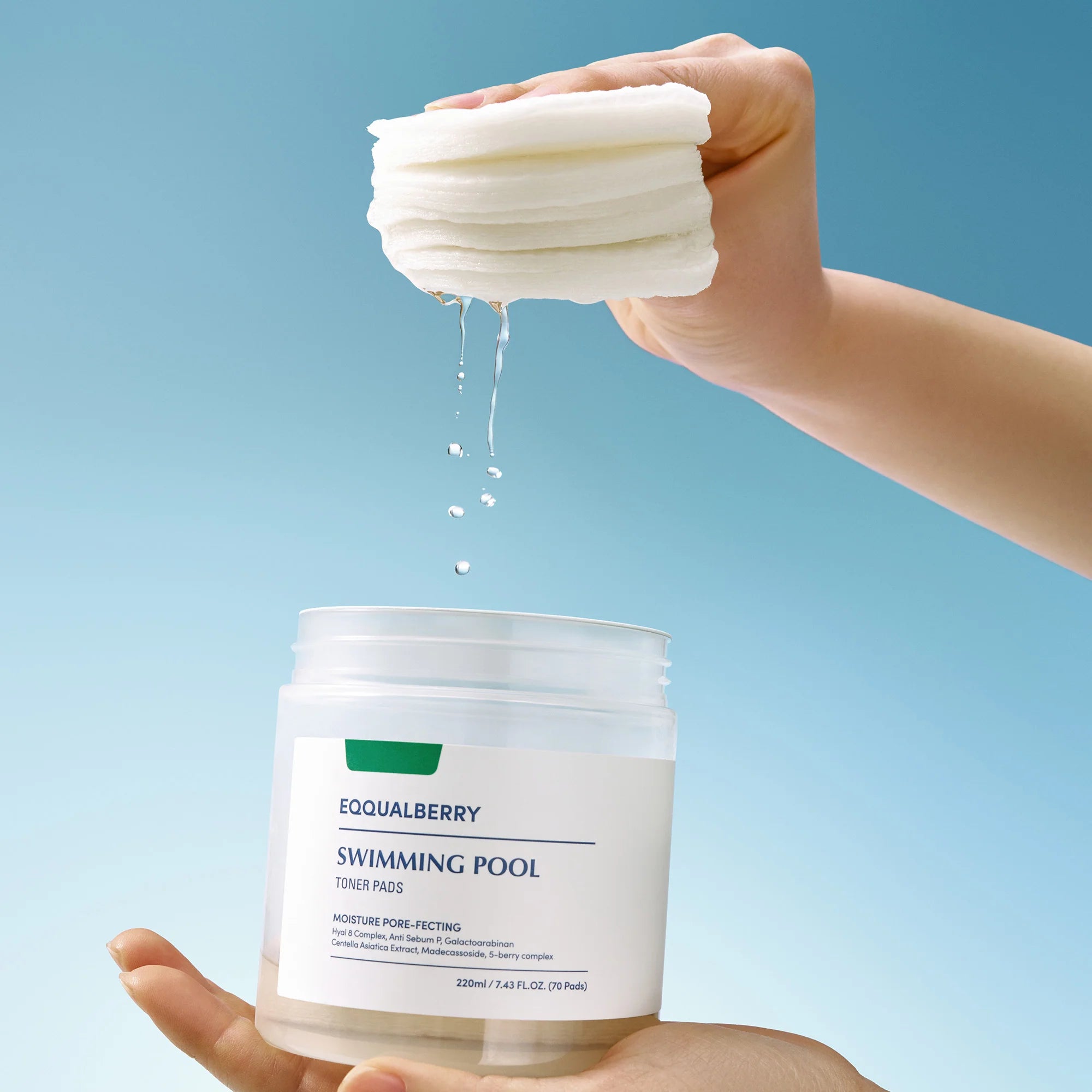 Увлажняющие и успокаивающие тонизирующие диски для лица EQQUALBERRY Swimming Pool Toner Pads