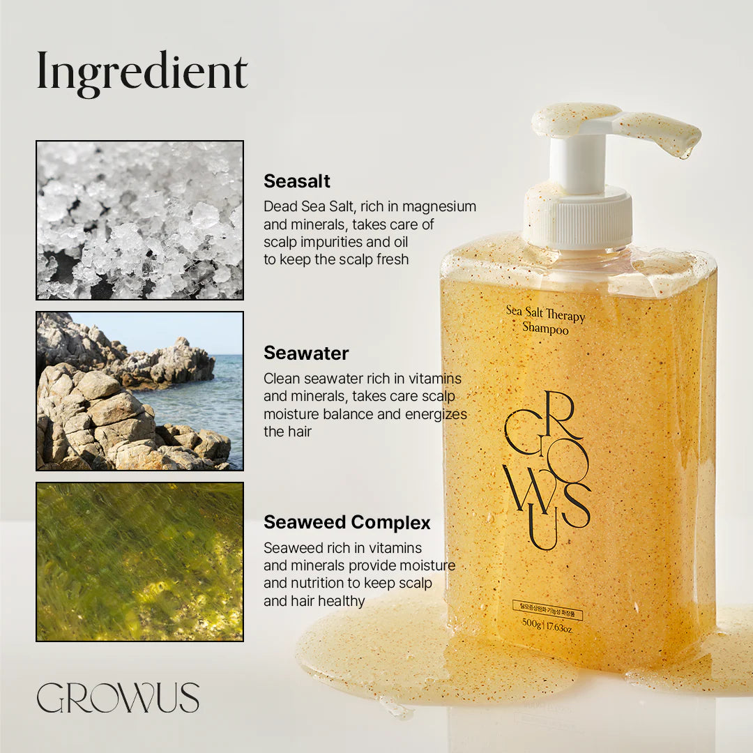 Pīlinga attīrošais šampūns Growus Sea Salt Therapy Shampoo