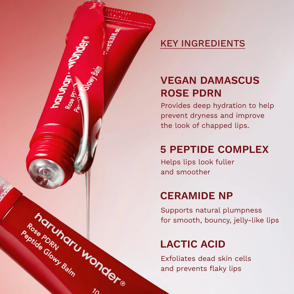 Lūpu balzams Haruharu Wonder Rose PDRN Peptide Glowy Balm