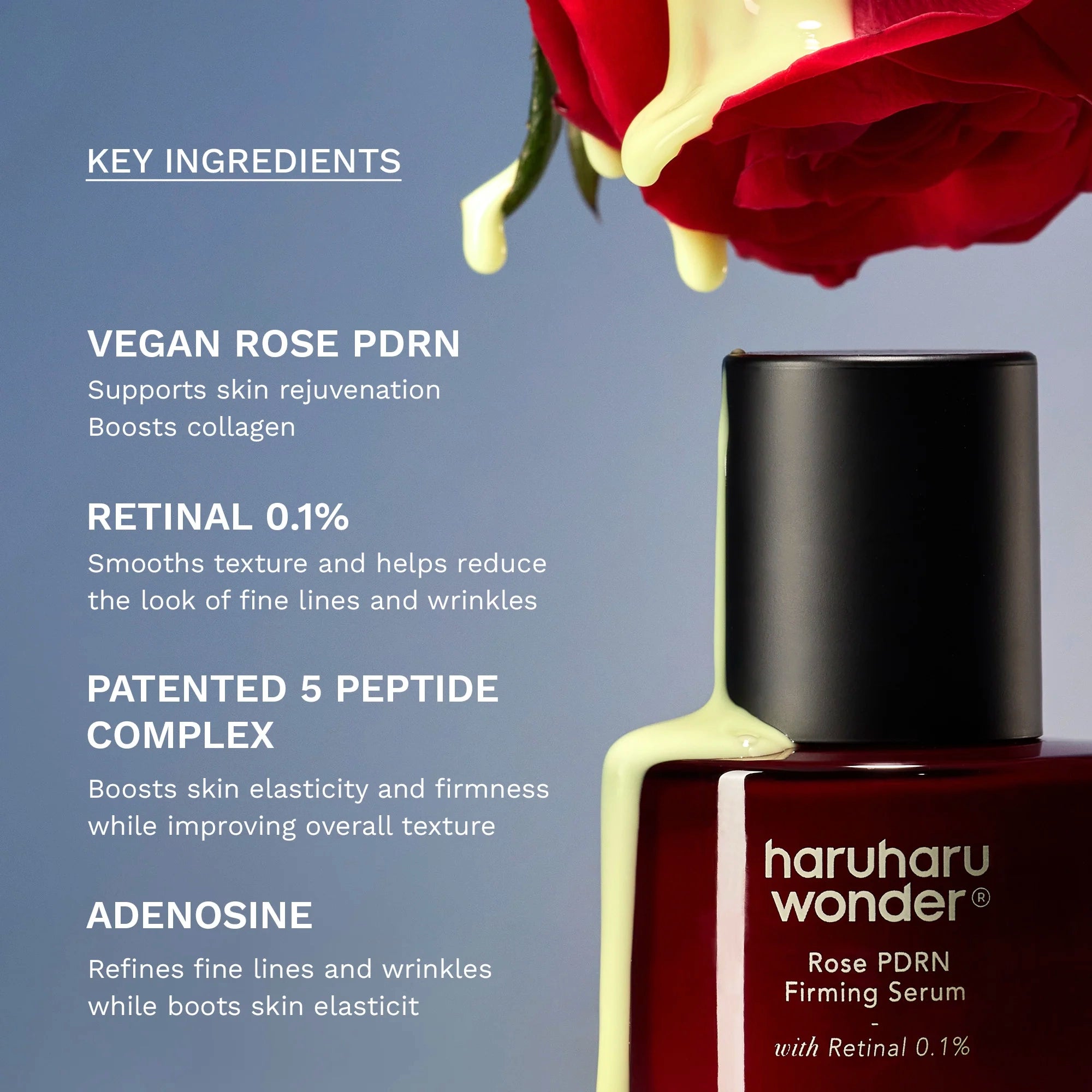 Nostiprinošs sejas serums Haruharu Wonder Rose PDRN Firming Serum