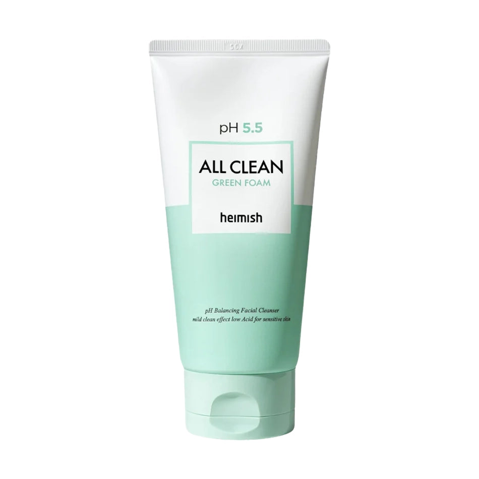 Vājskābju gels sejas mazgāšanai jutīgai ādai Heimish pH 5.5 All Clean Green Foam