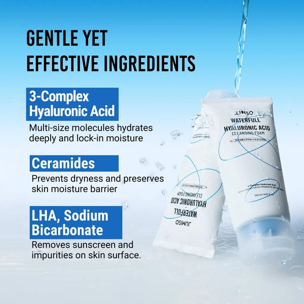 Maigas un mitrinošas sejas tīrīšanas putas Jumiso Waterfull Hyaluronic Acid Cleansing Foam