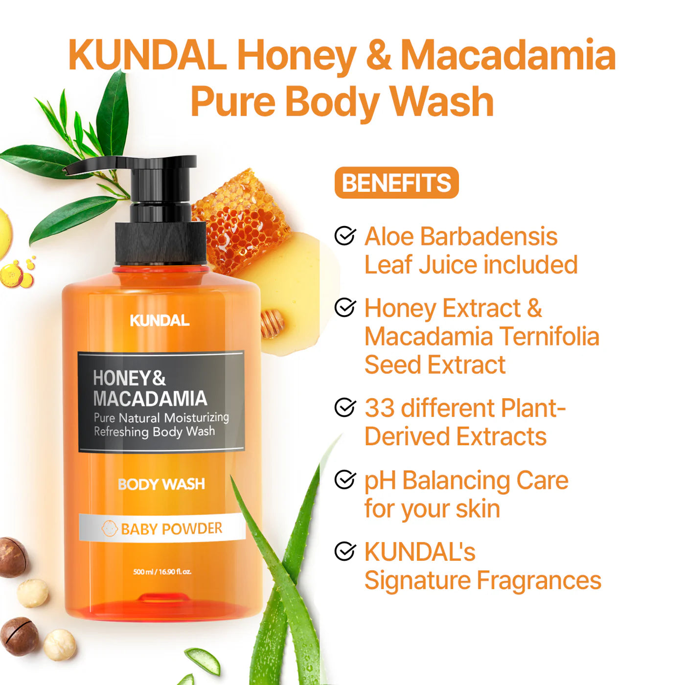 Dušas želeja ķermenim Kundal Honey & Macadamia Pure Body Wash