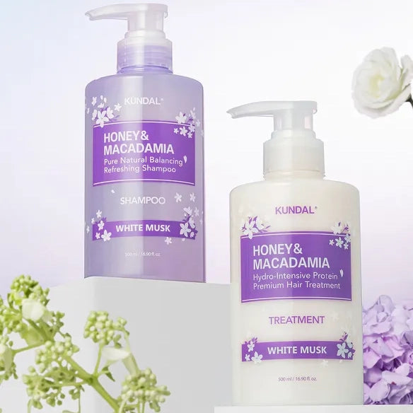 Matu kopšanas komplekts Kundal Honey & Macadamia Shampoo & Treatment Duo White Musk Edition