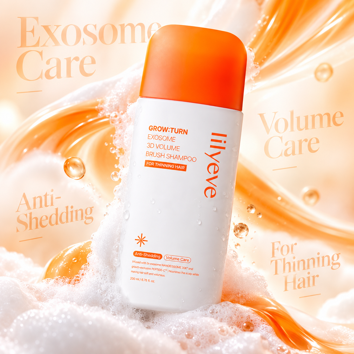 Šampūns ar masāžas birstīti Lilyeve Grow: Turn Exosome 3D Volume Brush Shampoo