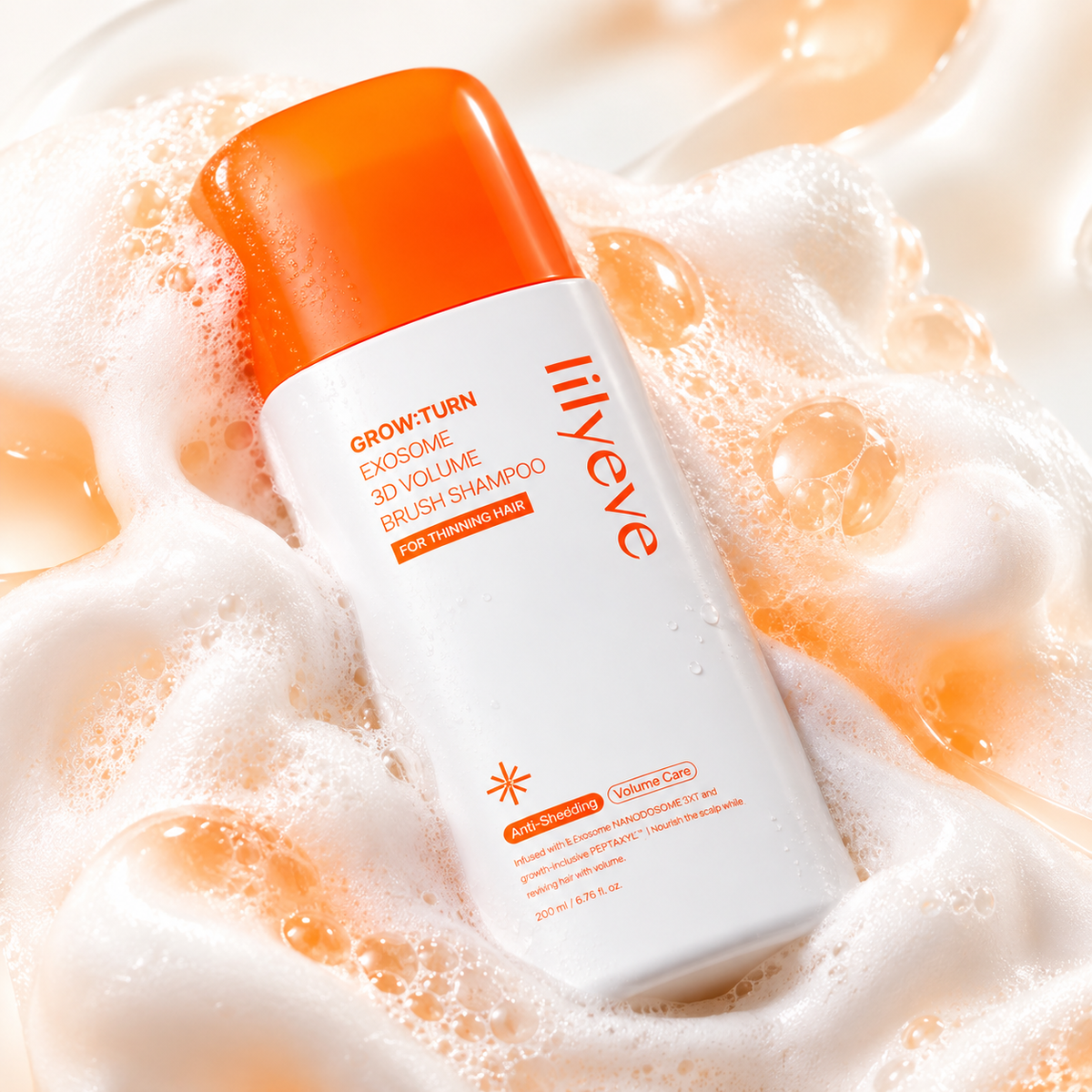 Šampūns ar masāžas birstīti Lilyeve Grow: Turn Exosome 3D Volume Brush Shampoo