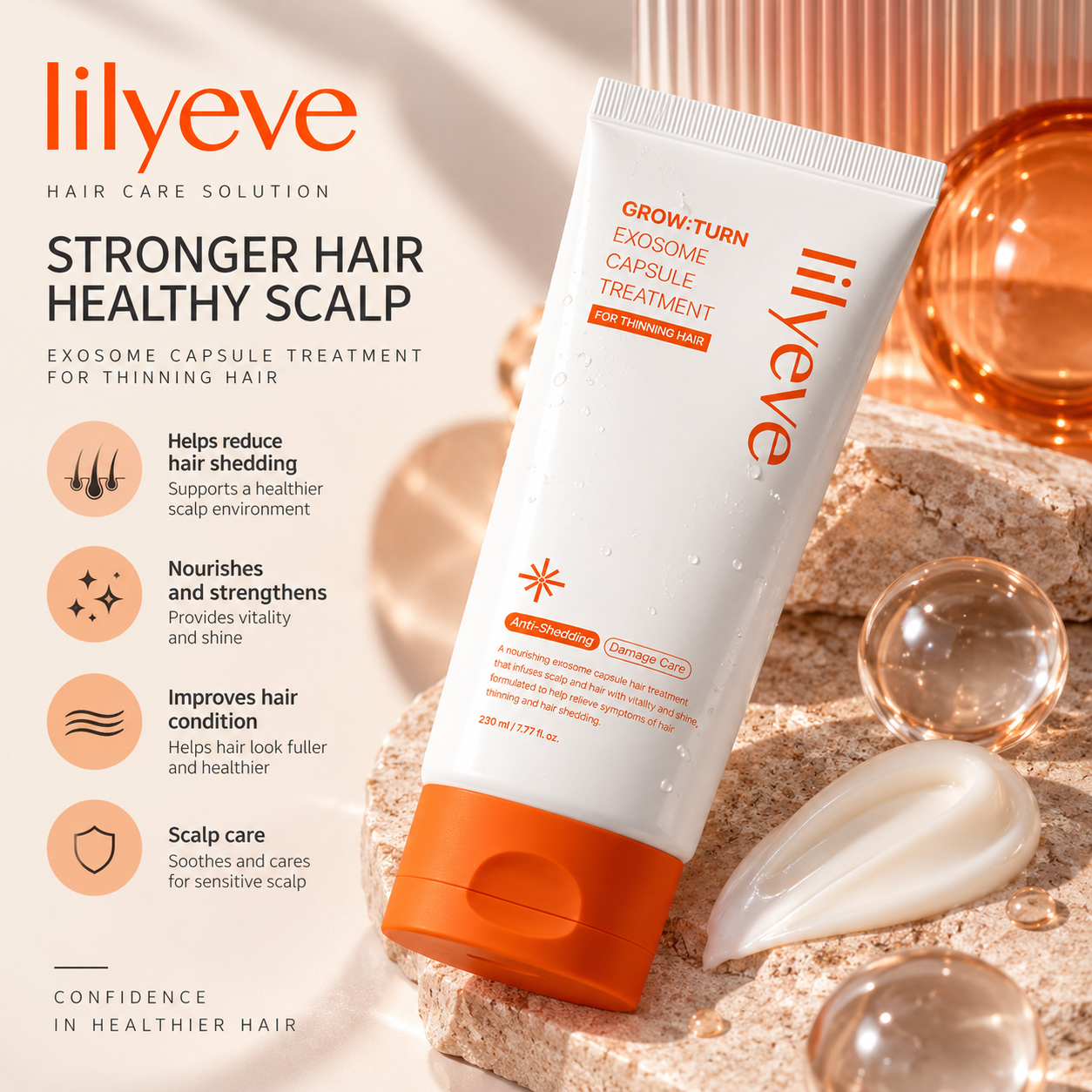 Maska matiem un galvas ādai Lilyeve Grow: Turn Exosome Capsule Treatment