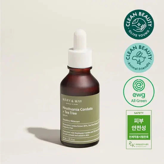 Nomierinoša ampula ar Sirdsveida hotūnija un tējas koku Mary&May Houttuynia Cordata + Tea Tree Serum