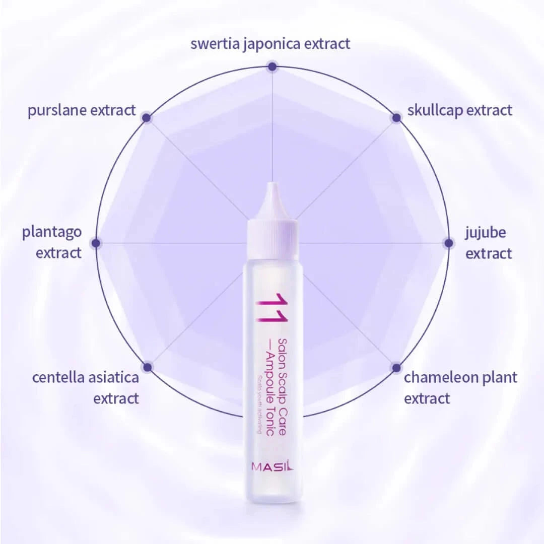Atsvaidzinošs ampulas toniks galvas ādai Masil 11 Salon Scalp Care Ampoule Tonic
