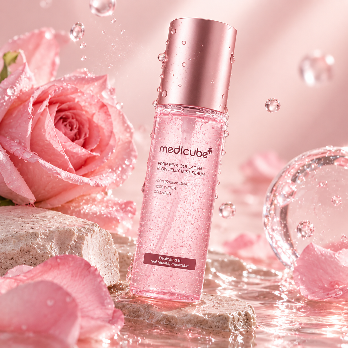 Divfāžu sejas mists-serums Medicube PDRN Pink Collagen Glow Jelly Mist Serum