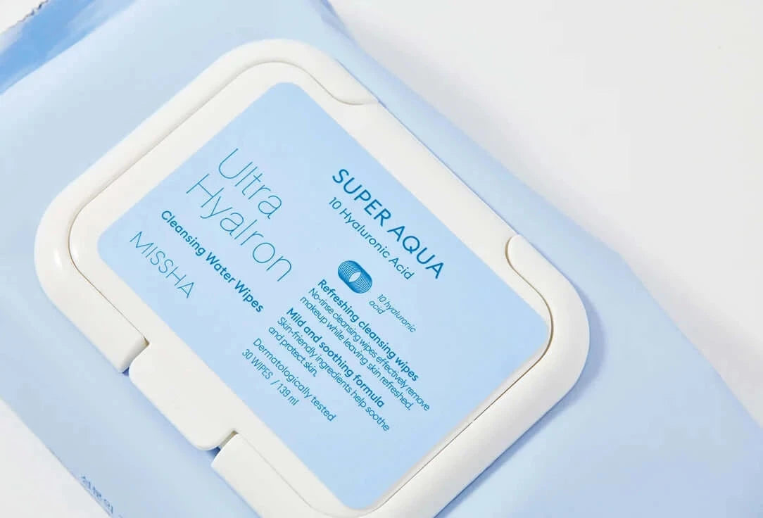 Attīrošās salvetes Missha Super Aqua Ultra Hyalron Cleansing Water Wipes