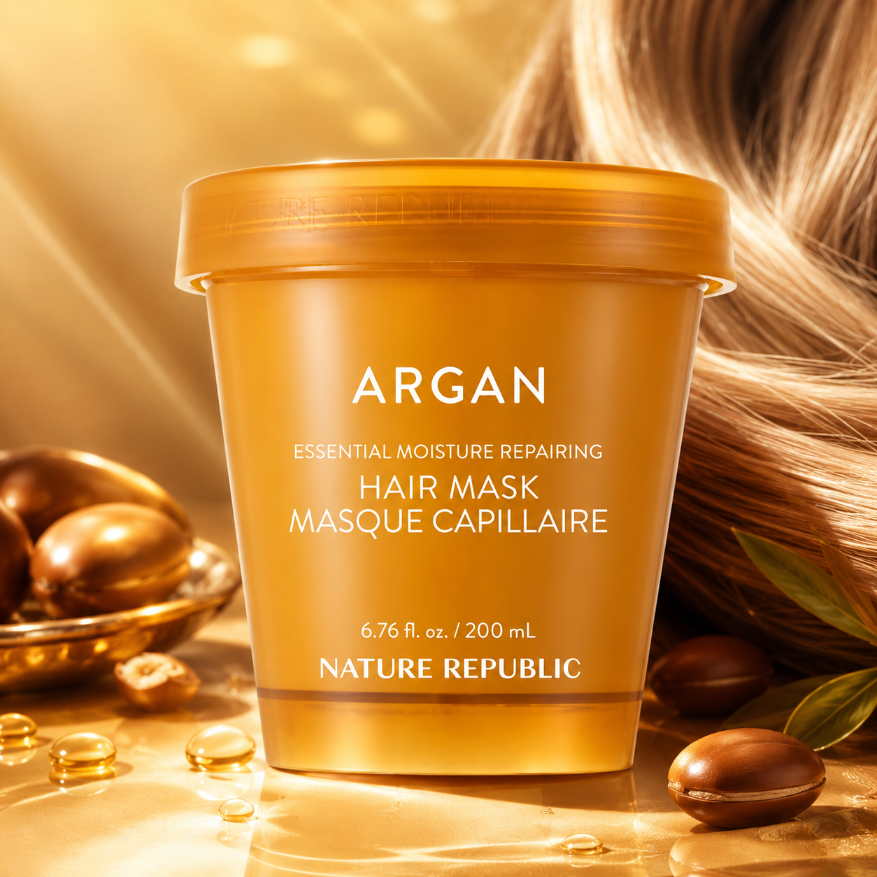 Mitrinoša matu maska Nature Republic Argan Essential Moisture Repairing Hair Mask