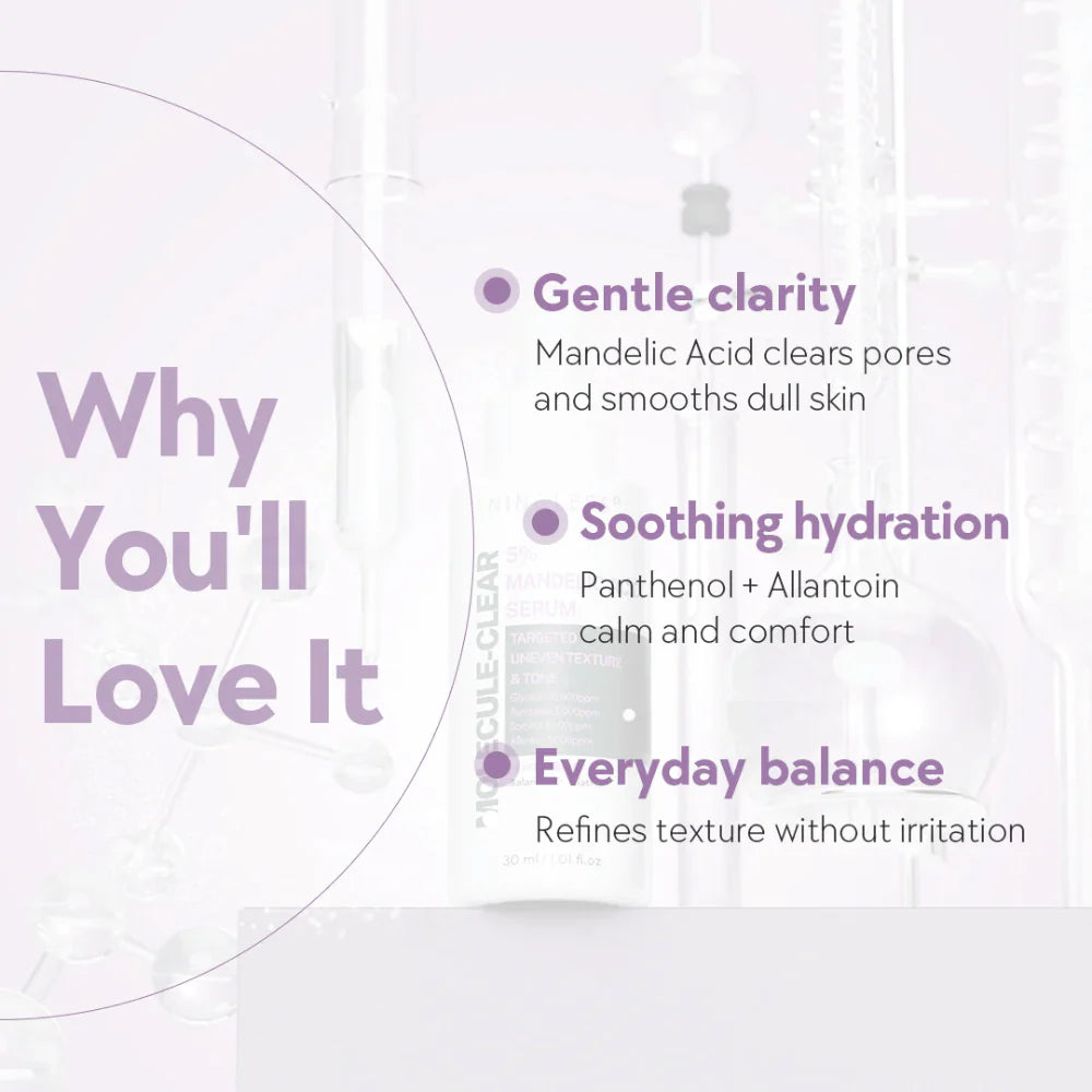 Обновляющая мягкая AHA-сыворотка Nine Less Molecule-Clear 5% Mandelic Acid Serum