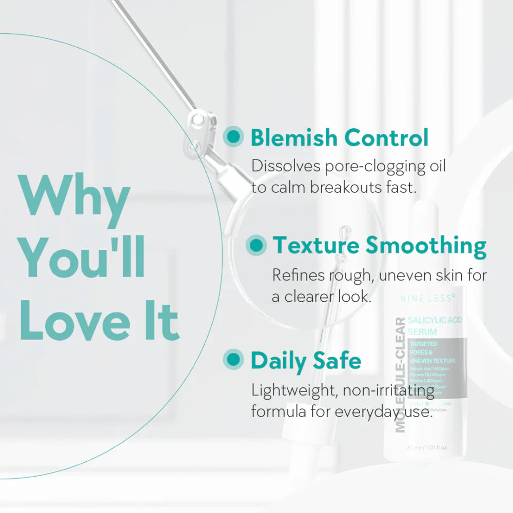 BHA attīrošais poru serums Nine Less Molecule-Clear Salicylic Acid Serum