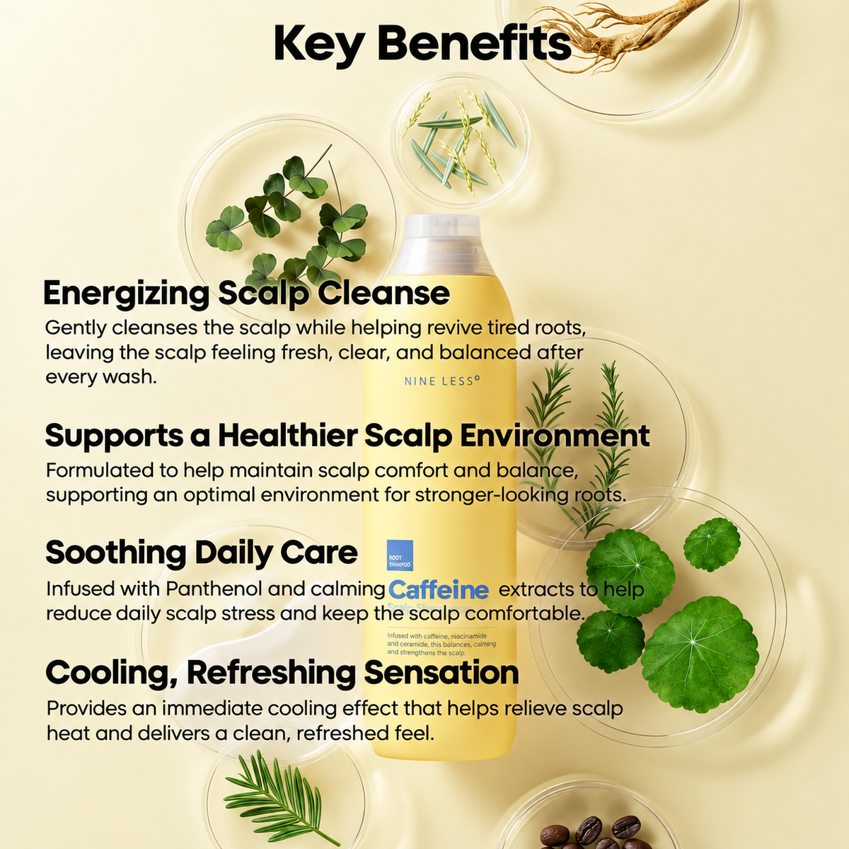 Šampūns ar kofeīnu Nine Less Root-Biome Caffeine Scalp Shampoo