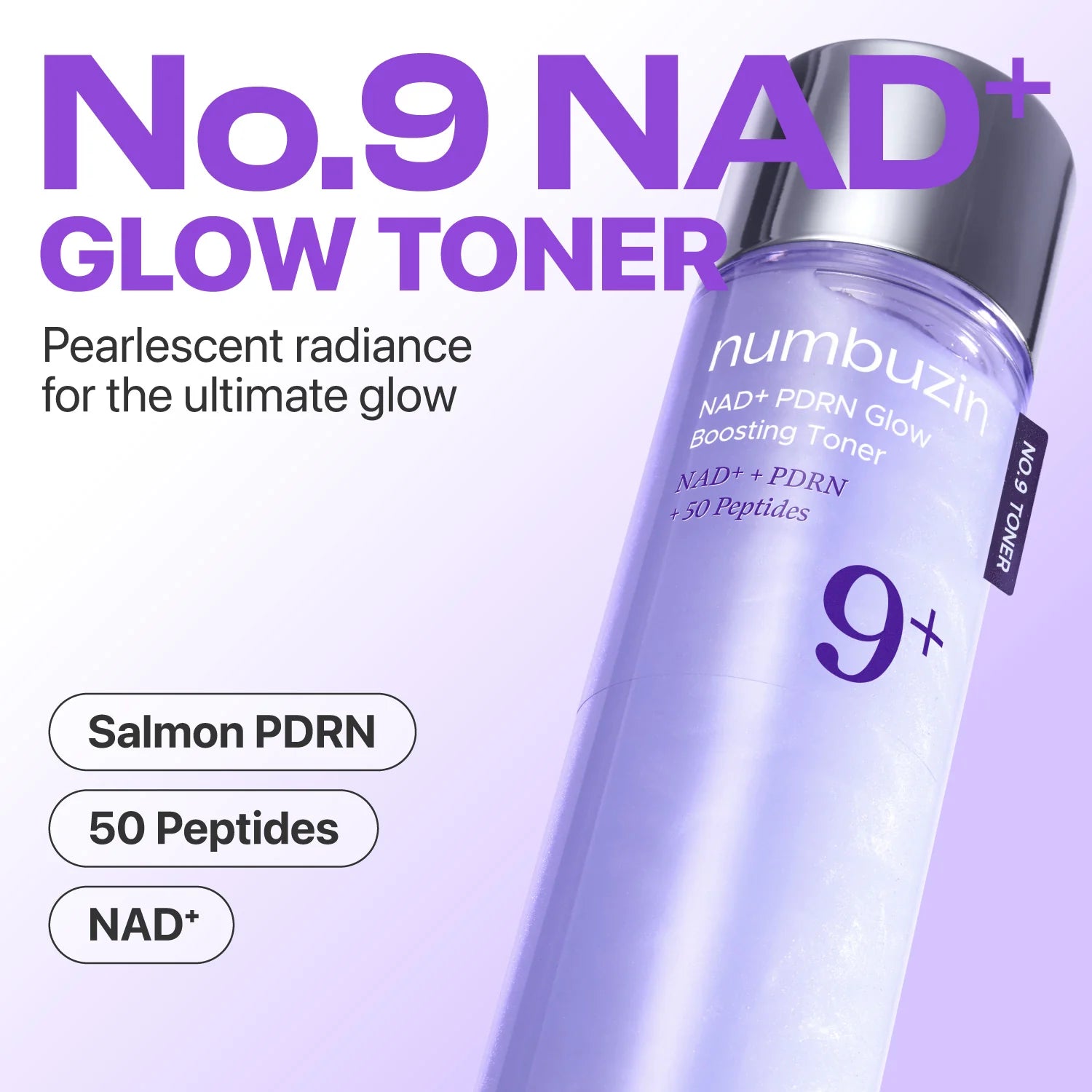 Atjaunojošs peptīdu toniks Numbuzin No.9 NAD+ PDRN Glow Boosting Toner
