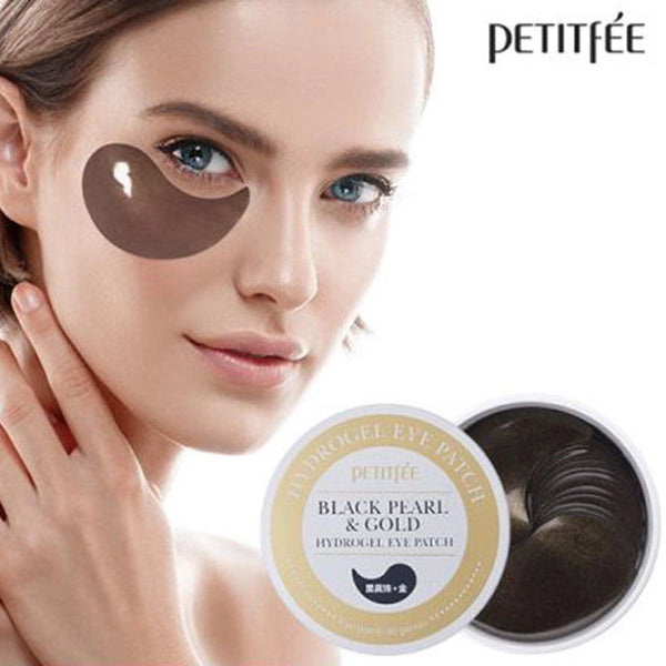 Hidrogela spilventiņi ādai zem acīm ar melnajām pērlēm Petitfee Black Pearl & Gold Hydrogel Eye Patch