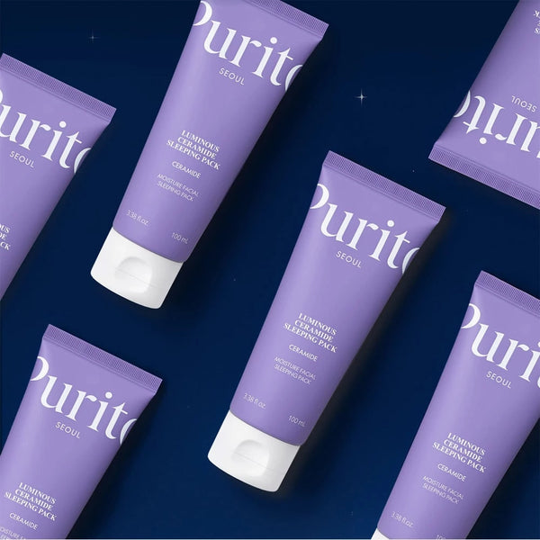 Nomierinoša nakts maska sejai ar Āzijas centellu Purito Luminous Ceramide Sleeping Pack