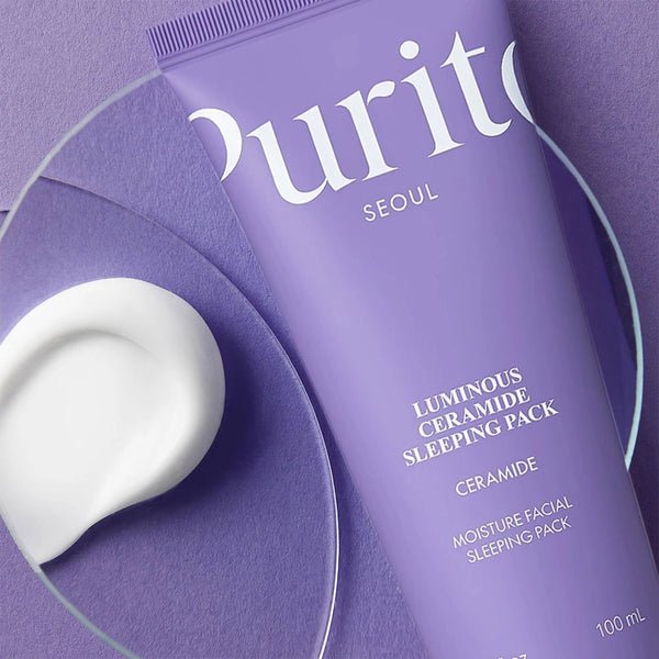 Nomierinoša nakts maska sejai ar Āzijas centellu Purito Luminous Ceramide Sleeping Pack