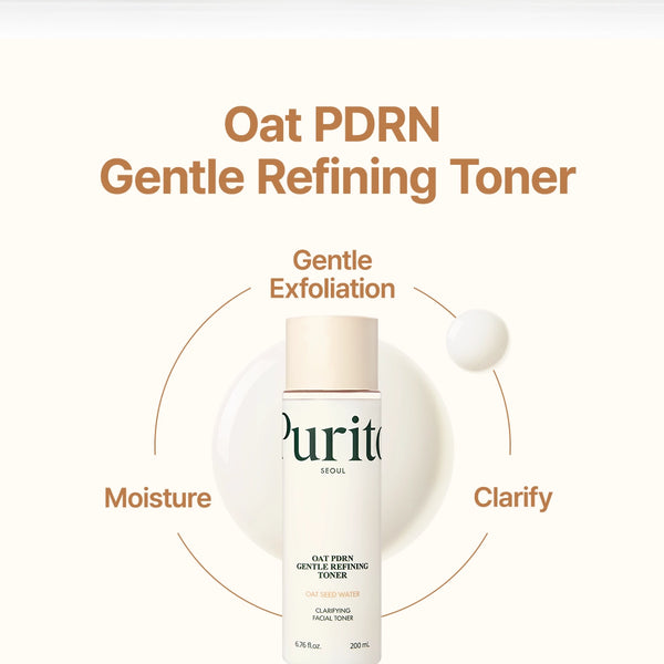 Nomierinošs un atjaunojošs sejas toniks Purito Seoul Oat PDRN Gentle Refining Toner