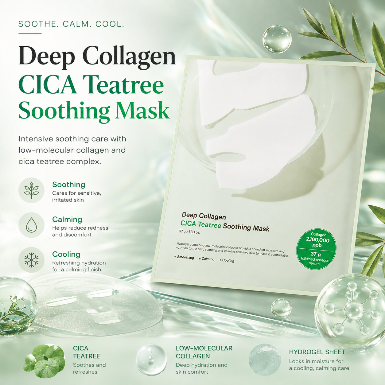 Nomierinoša sejas maska Sungboon Editor Deep Collagen Cica Teatree Soothing Mask
