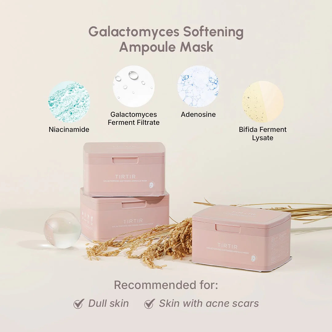 Ампульные тканевые маски TIRTIR Galactomyces Softening Ampoule Mask